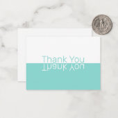 ホワイト&アクアリフレクションモダンカスタムサンキュー ノートカード (正面/裏面インサイチュ)