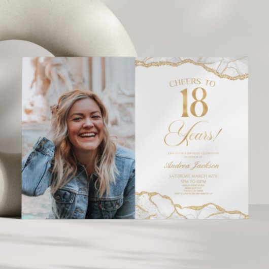 ホワイト アゲート 写真 18歳 誕生日パーティー 招待状