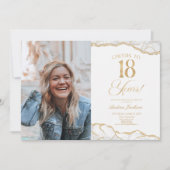 ホワイト アゲート 写真 18歳 誕生日パーティー 招待状 (正面)