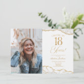 ホワイト アゲート 写真 18歳 誕生日パーティー 招待状 (スタンド正面)