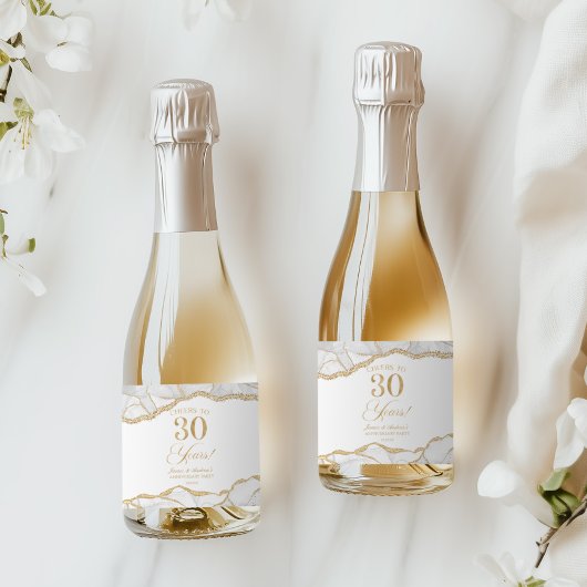ホワイト アゲート 30周年 結婚記念日 パーティー スパークリングワインラベル