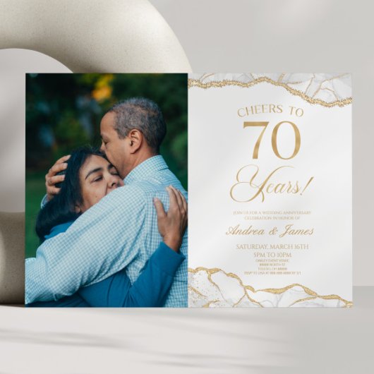 ホワイト アゲート 70周年 結婚記念日 パーティー 招待状