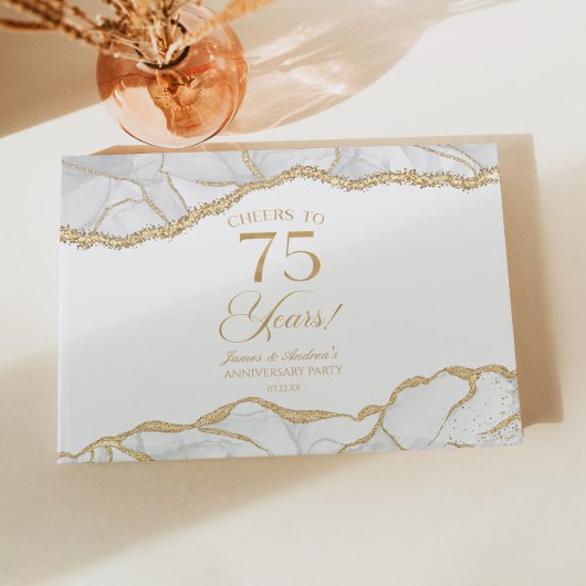 ホワイト アゲート 75周年 結婚記念日 パーティー ゲストブック