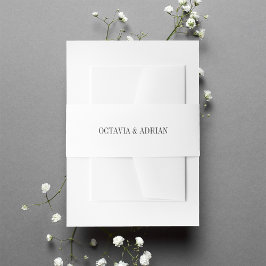 ホワイト+アッシュブラックレタリング結婚ズ 招待状ベリーバンド