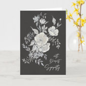 ホワイト アネモネ エレガント ブラック & アイボリー フラワーズ カード (黄色い花)