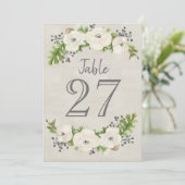 ホワイト アネモネ 水彩 フラワー テーブル ナンバー カード (スタンド正面)