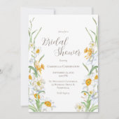 ホワイト&イエローダッフォディルフローラブライダルシャワーInvite 招待状 (正面)