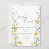 ホワイト&イエローダフォディルフローラブライダルシャワー 招待状 (正面)