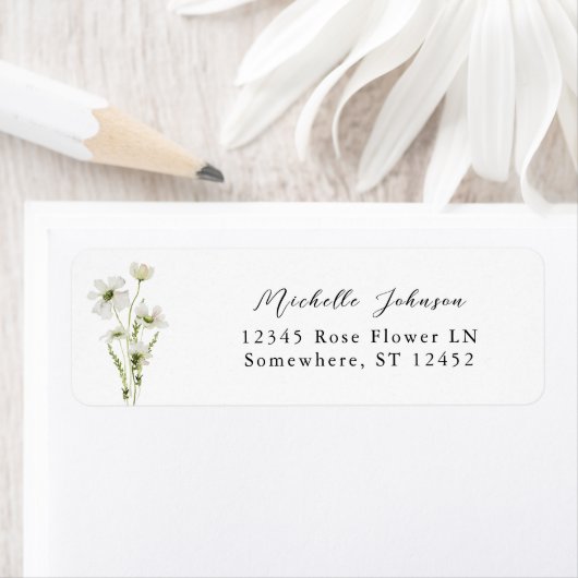 ホワイト&イエローフローラ差出人住所ラベル3 ラベル (インサイチュ)