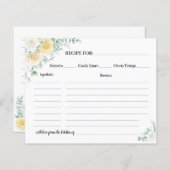 ホワイト&イエローローズレシピカードブライダルシャワー (正面/裏面)