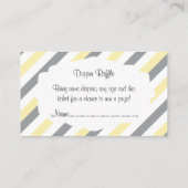 ホワイト、イエロー、グレーのストライプゾウおむつラッフル エンクロージャーカード (裏面)