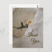 ホワイト＆イエロー デイジー ヴィンテージ レター ポストカード (正面/裏面)