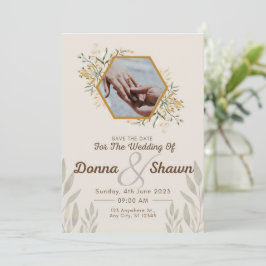 ホワイト イエロー モダン,カップルと結婚指輪 招待状