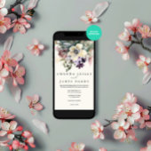 ホワイト ウィンター フラワー ウォーターカラー ウェディング 招待状