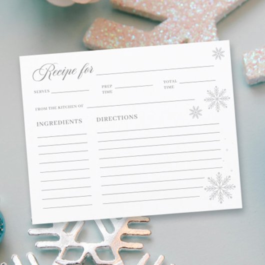 ホワイト ウィンター ブライダル シャワー レシピ カード