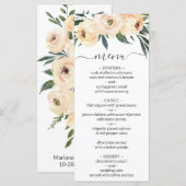 ホワイト ウェディング メニュー フローラル ベージュ ブラッシュ (正面/裏面)