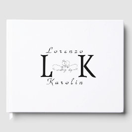 ホワイト ウェディング モノグラム シンプル エレガント ミニマリスト ゲストブック