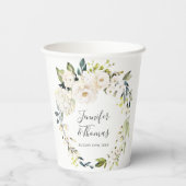 ホワイト ウォーターカラー フラワーリース ウェディング 紙コップ (裏面)
