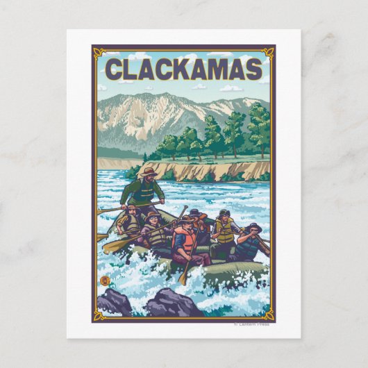 ホワイト・ウォーター・ラフティング – Clackamas，オレゴン ポストカード (正面)