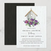 ホワイト ウッド リアル フラワー 鳥小屋 ブライダルシャワー 招待状 (正面/裏面)