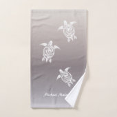 ホワイト・ウミガメのタウペ・グラダイエットの追加名 バスタオルセット (ハンドタオル)