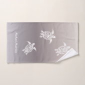 ホワイト・ウミガメのタウペ・グラダイエットの追加名 バスタオルセット (ハンドタオル)