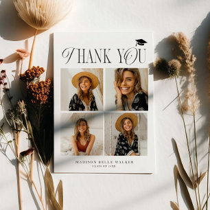 ホワイト・エレガンス卒業サンキュー写真コラージュ サンキューカード