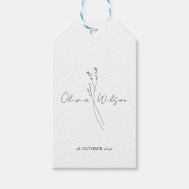 ホワイト エレガント ミニマリスト ボタニカル ギフトタグ