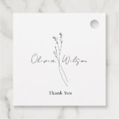 ホワイト エレガント ミニマリスト ボタニカル フェイバータグ (裏面)