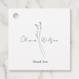 ホワイト エレガント ミニマリスト ボタニカル フェイバータグ