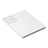 ホワイト エレガント ユニーク モノグラム ノートパッド (アングル)