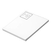 ホワイト エレガント ユニーク モノグラム ノートパッド (回転)