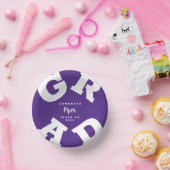 ホワイト・オン・パープル卒業パーソナライズされた ペーパーボウル (パーティー)