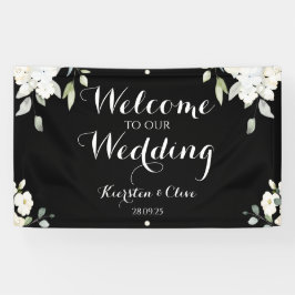 ホワイト·オン·ブラック·フローラがデルの結婚 横断幕