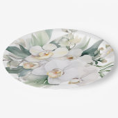 ホワイト オーキッドのウェディング ペーパープレート (アングル)