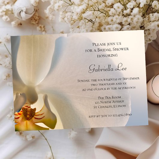 ホワイト オーキッド エレガンス ブライダル シャワー 招待状