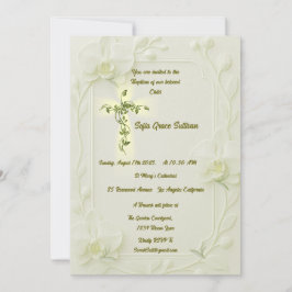 ホワイト オーキッド & ヴァイン 洗礼セット 招待状