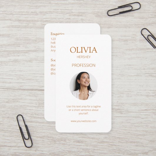 ホワイト/オークレフォトソーシャルQRコード 名刺 (正面/裏面インサイチュ)