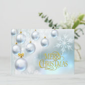 ホワイト オーナメント メリークリスマス - 名前を入れて シーズンカード (スタンド正面)