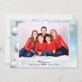 ホワイト オーナメント メリークリスマス - 名前を入れて シーズンカード (裏面)