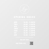 ホワイト オープニングアワーズ ロゴ QRコード 透明 ウィンドウサイン (シート)