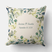 ホワイト カラーリリーとユーカリ クッション (正面)