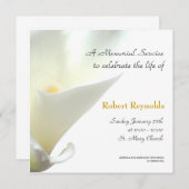ホワイト カラー フローラル メモリアル サービス 招待状 (正面/裏面)