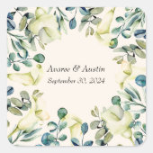 ホワイト カラー ユリとユーカリ スクエアシール (正面)