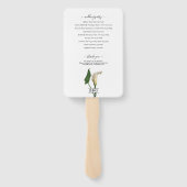 ホワイト カラー リリー グリーン ボタニカル ウェディング プログラム ハンドファン (裏面)