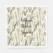 ホワイト カラー リリー フラワーブライダルシャワー スタンダードランチョンナプキン (正面)