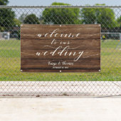 ホワイト·カリグラ素朴フィ·バーン·ウッド·ウェルカ結婚ムズ 横断幕 (インサイチュ)