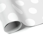 ホワイト&カロリーライトグレー(中間)結婚水玉模様 ラッピングペーパー (ロールコーナー)