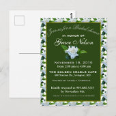 ホワイト ガーデニア グリーン 植葉 ブライダル シャワー ポストカード (正面/裏面)