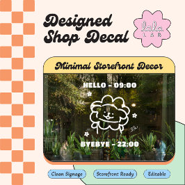 ホワイト キュート ペット グルーミング アワーズ ウィンドウ デカール ウィンドウサイン